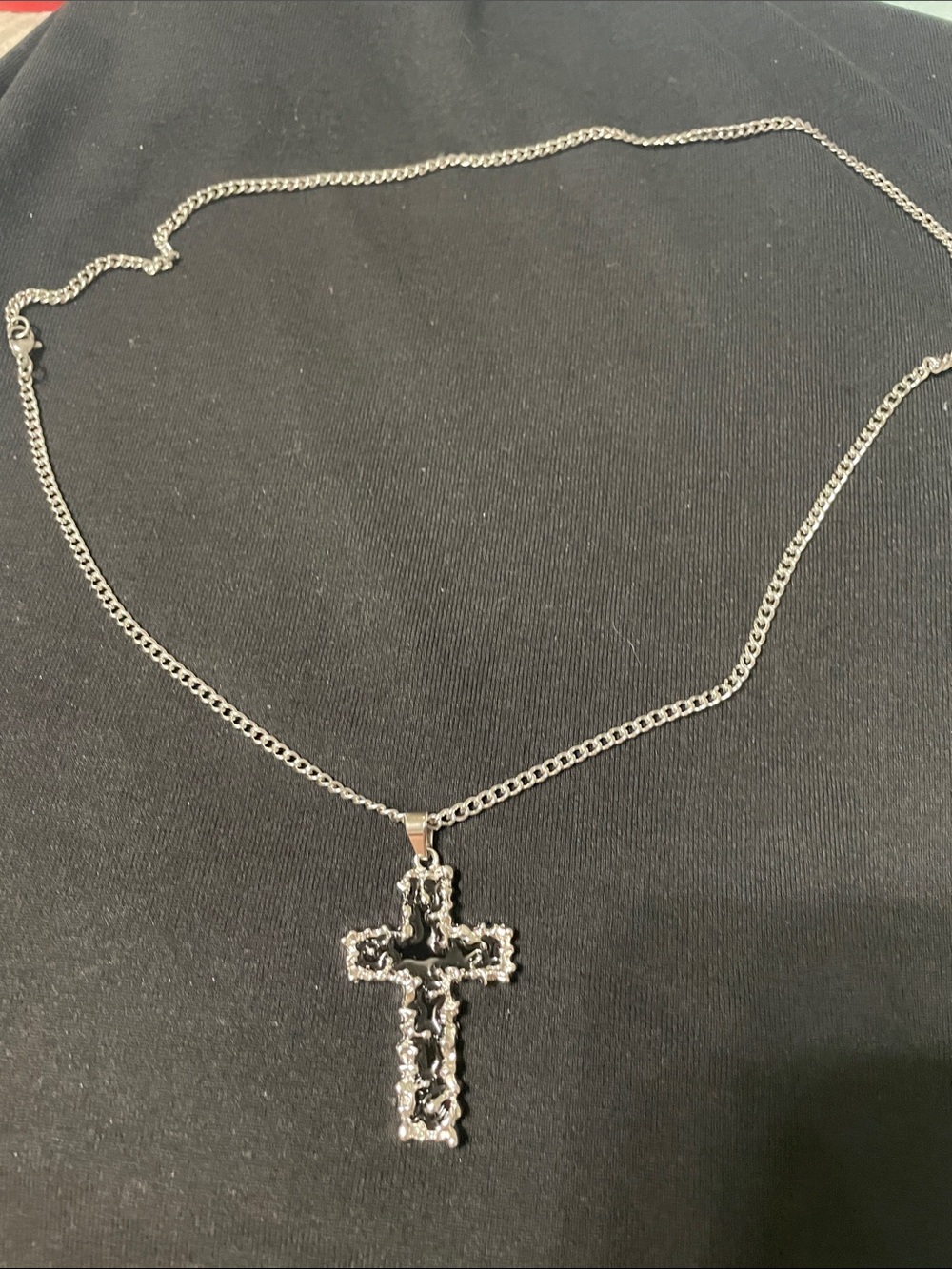 Silver-Tone Cross Pendant Necklace - Silver